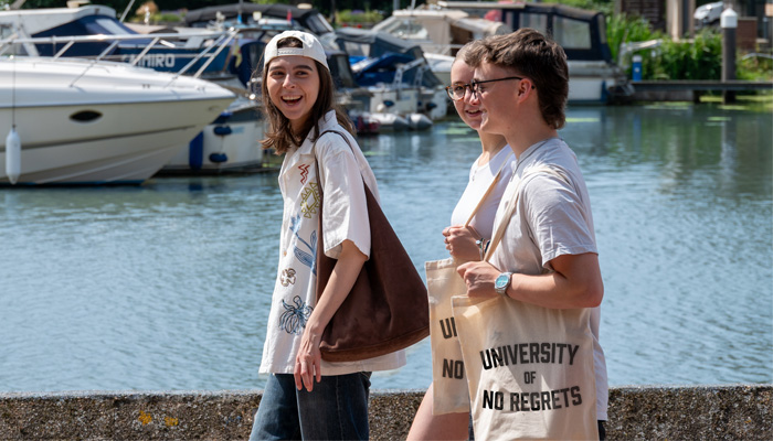 Students walking together and chatting