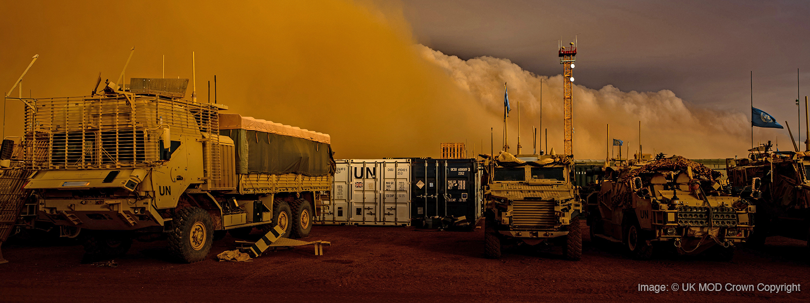 Military vehicles in the desert
