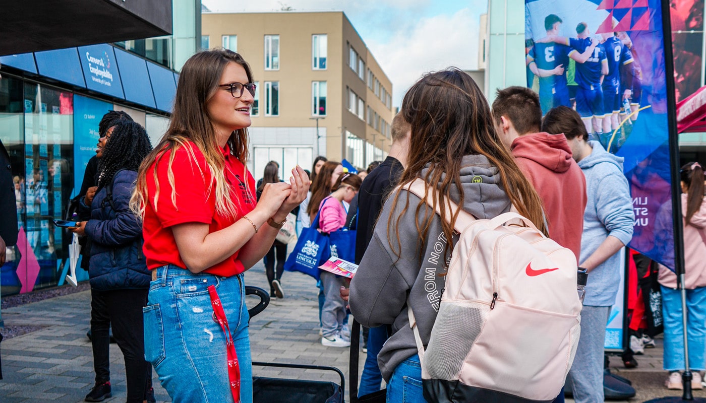 Students' Union staff speaking to new students