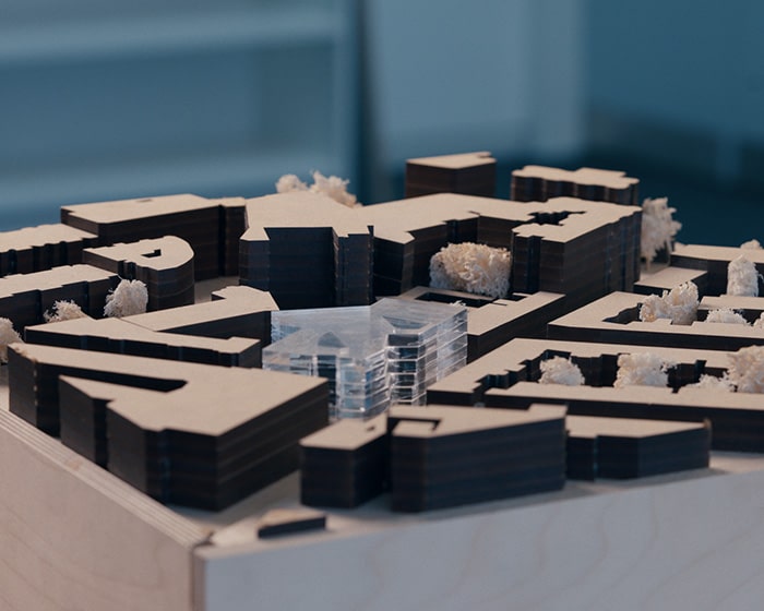 Close-up of an architectural model