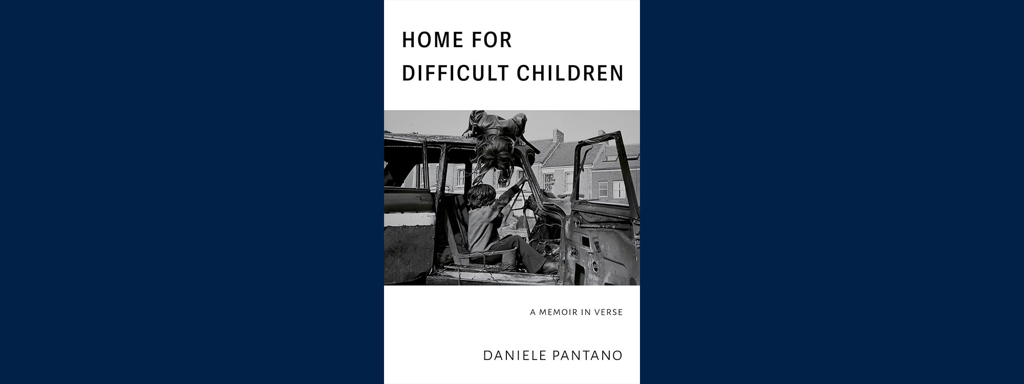 A book cover for Homes for Difficult Children. A black and white image on a white cover