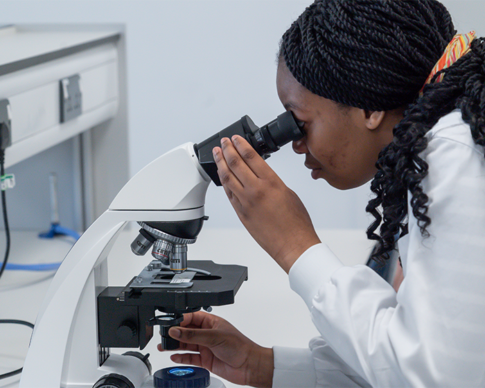 Researcher in a lab space