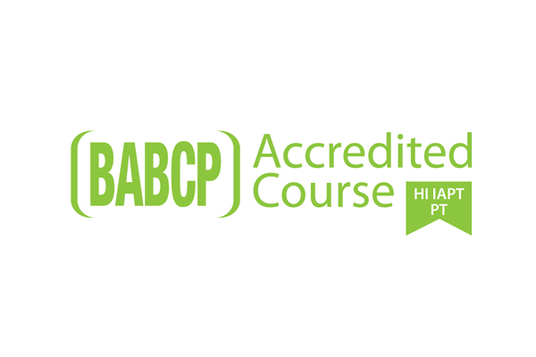 Green lettering saying BABCP Accredited Course