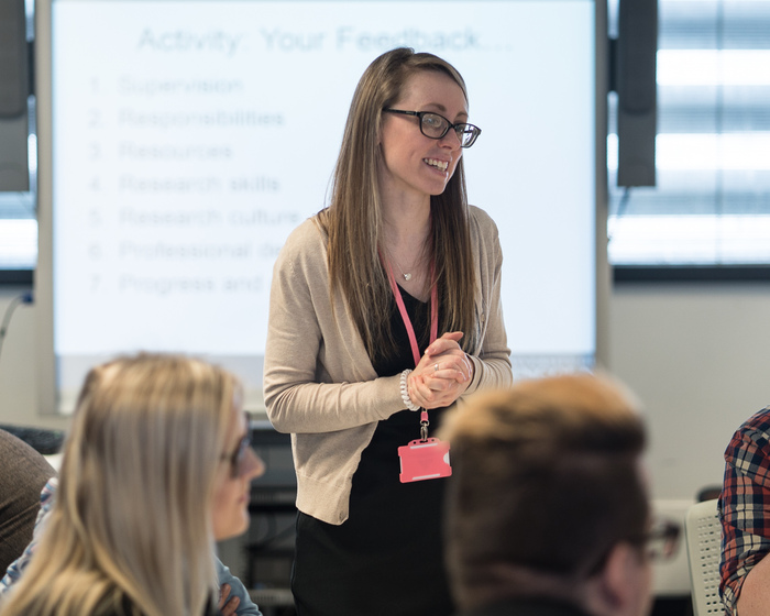 A lecturer leading a seminar