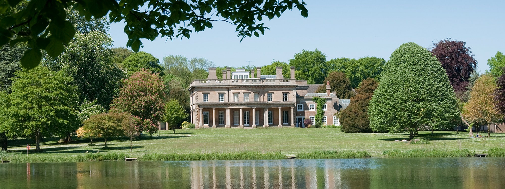 A manor overlooking a lake