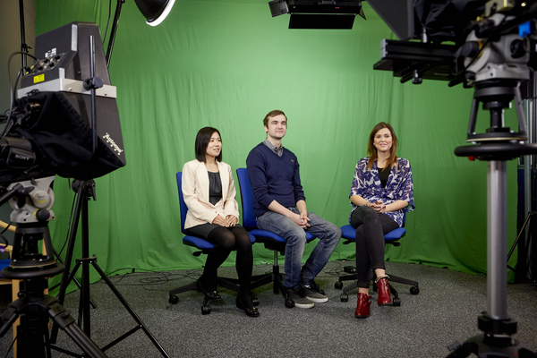 Students in a TV studio