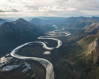 A river and mountain range