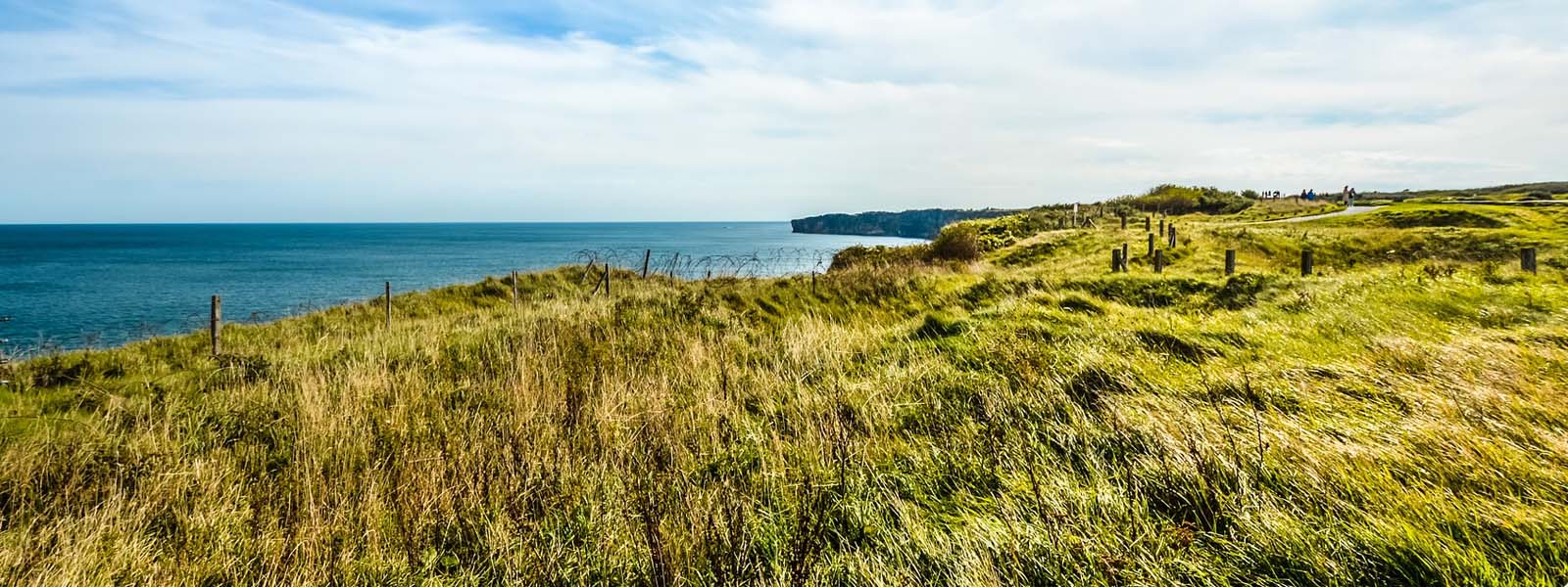 A coastline with grass and cliffs